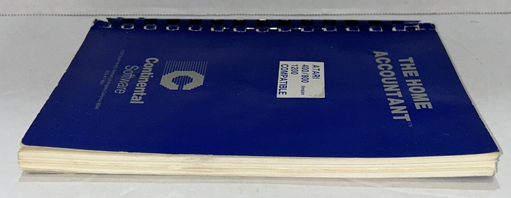 The Home Accountant Software Manual For Atari Computer Continental Software 1983