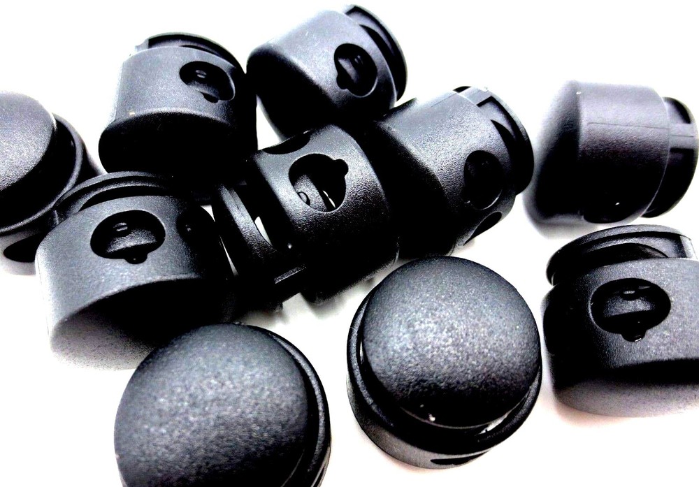 Spring Loaded Slide Lock 2 Hole - Fit Up To 7/32" Thick String - Durable! Black