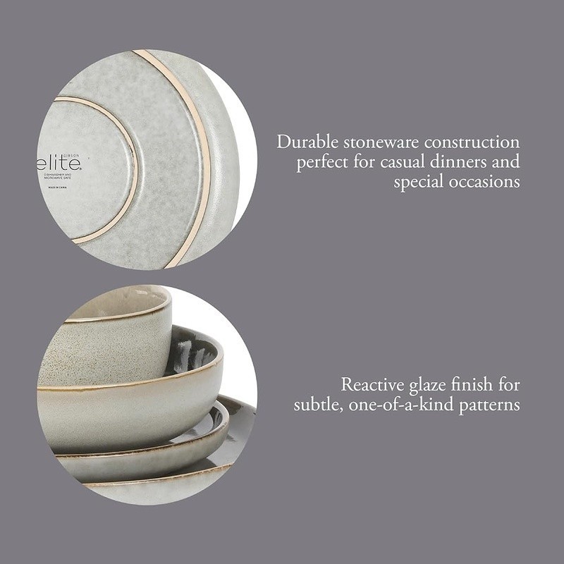 Stoneware Dinnerware Set 16pcs Includes Plates Bowls Gift Ready Durable Kitchen