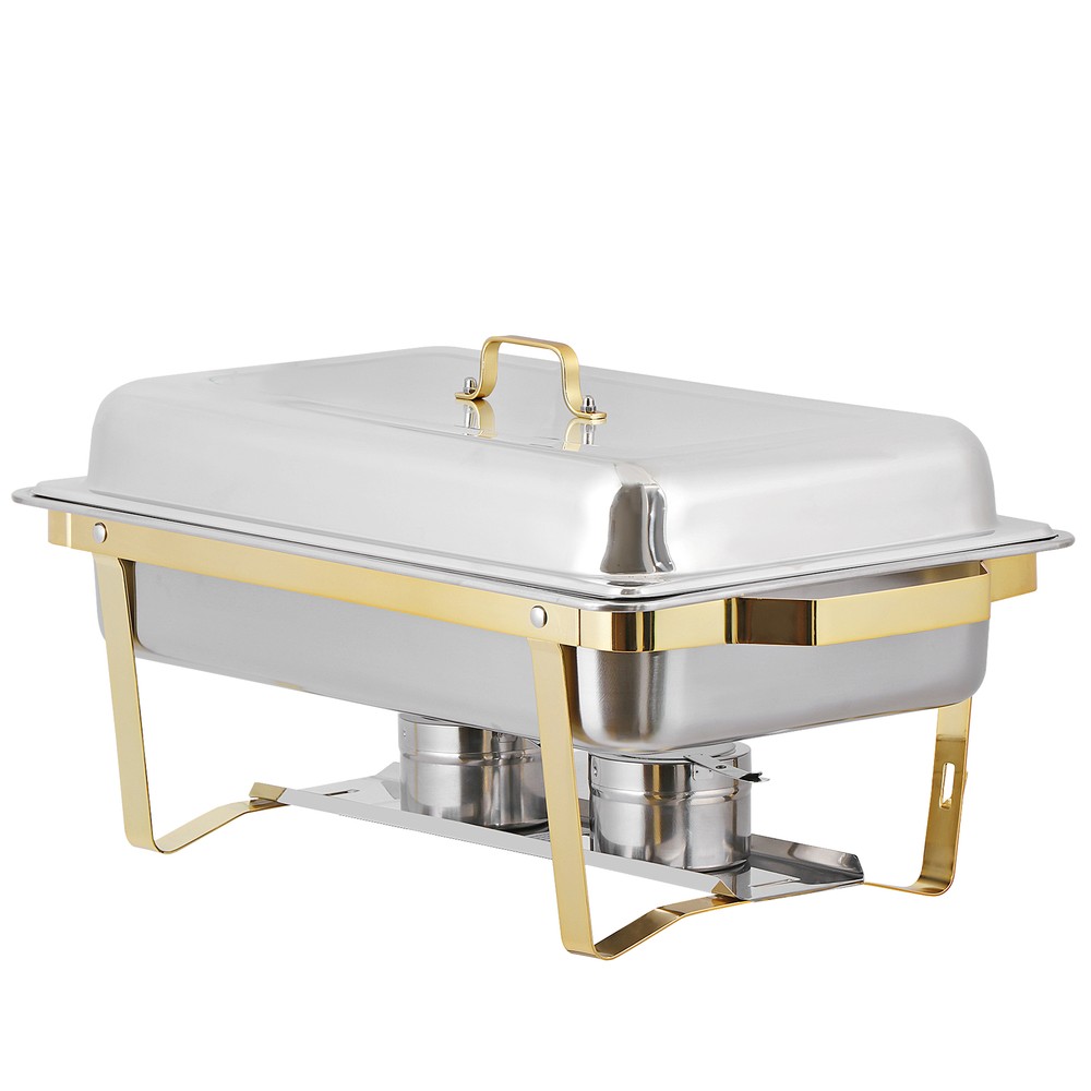 8 Qt 4 Pack Stainless Steel Rectangular Chafing Dishes Buffet Set w/Foldable Leg