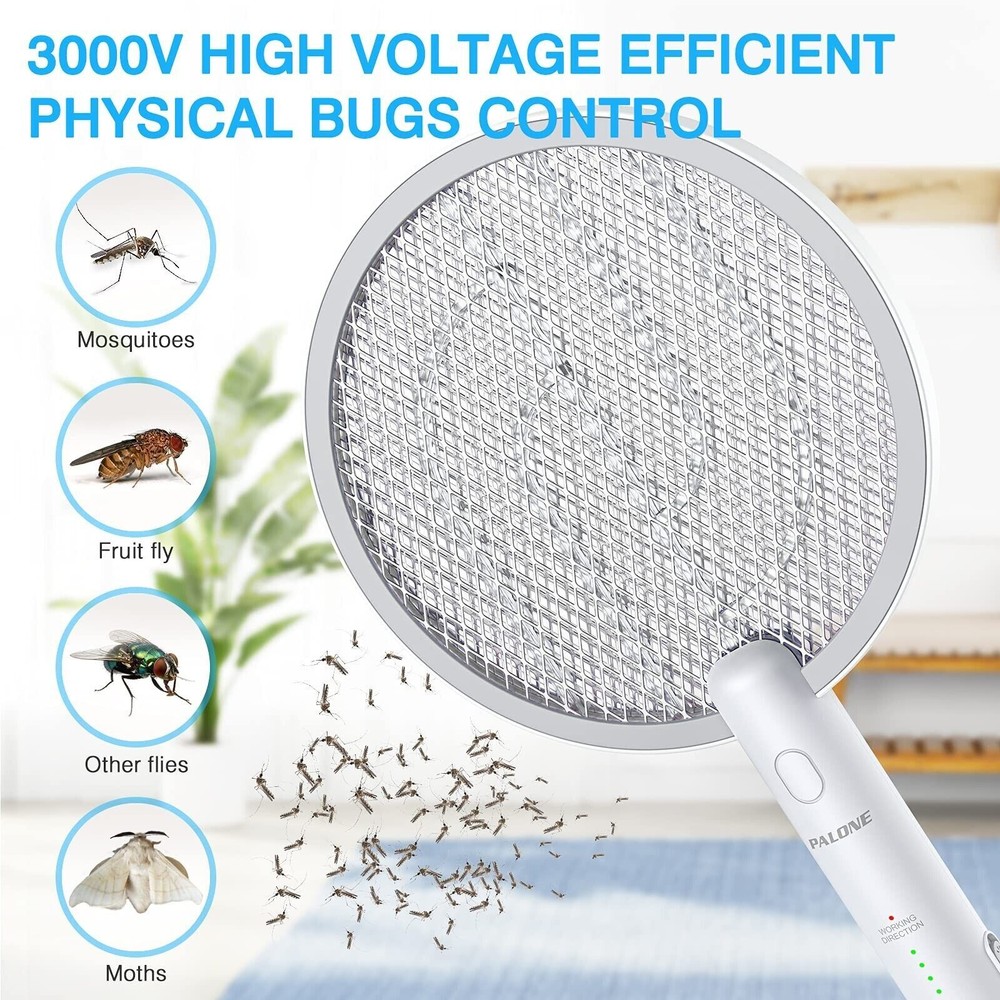 Handheld USB Rechargeable Mosquito Fly Swatter Zapper Killer Bug Insect Racket