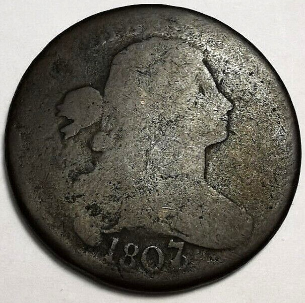 1807 US Draped Bust Large Cent Coin S-273 Large 7