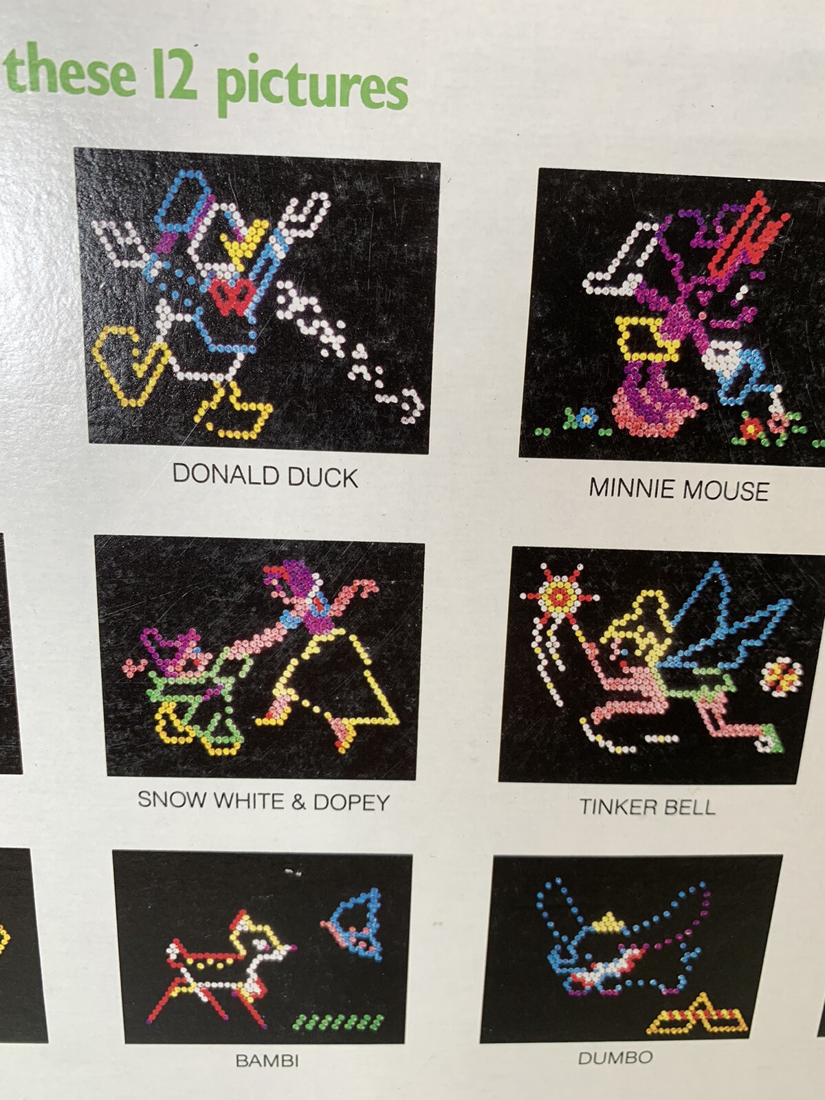 Vtg. Lite Brite DISNEY CHARACTERS Refill SEALED Mickey Donald Bambi Snow White