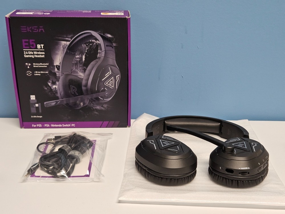 EKSA E5BT 2.4 GHz Wireless Gaming Headset Dongle, Bluetooth, or Wire - New