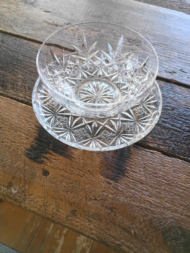 Cut Glass Bowl & Tray
