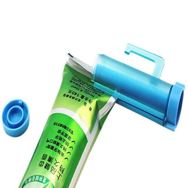 Toothpaste Dispenser Squeezer, Reusable Bathroom Accessory, Hard Plastic, Blue