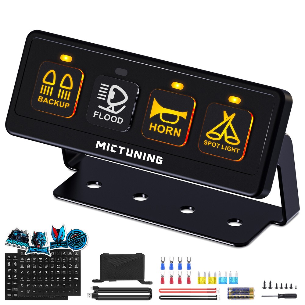 MICTUNING Wireless 4 Gang Switch Panel, ON-OFF Circuit Control Relay Switch Box