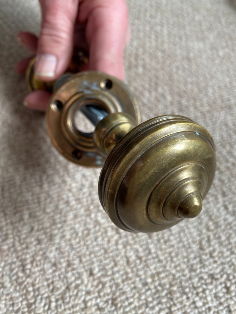 reclaimed Pair Of Vintage Solid brass Door Knobs with Back plates