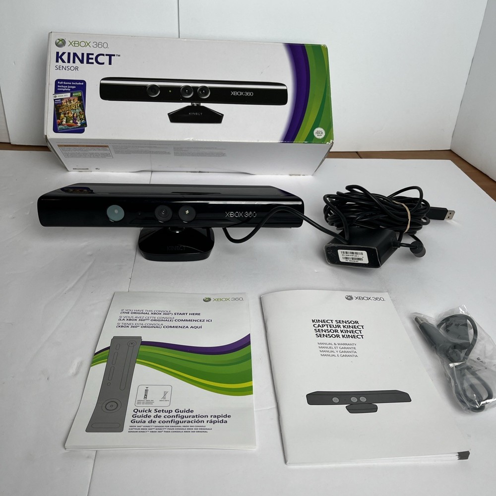 Microsoft Xbox 360 Kinect Sensor Model 1414 Motion Camera w/ Box Manuels, Etc