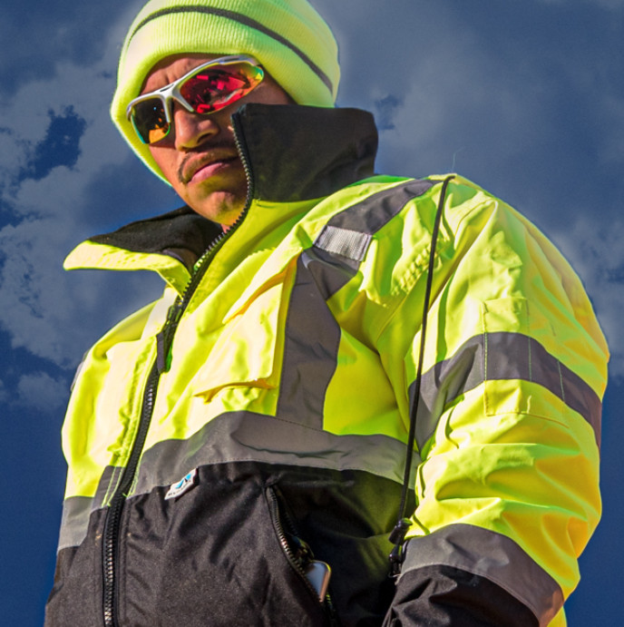 HIGH VISIBILITY INSULATED HI VIS REFLECTIVE ROAD WORK SAFETY BOMBER JACKET COAT