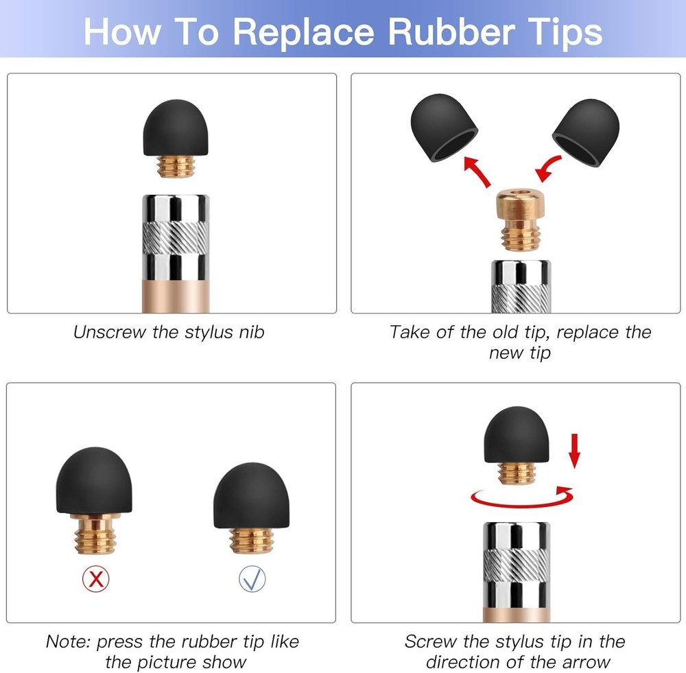 Thin Rubber Stylus Tips 20 Pcs - Quick Replacement for Touch Pad Devices
