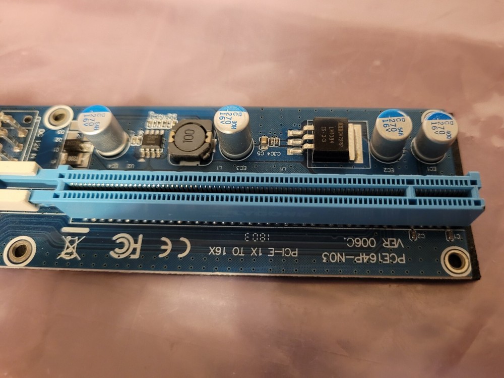 GPU Riser PCE164P-N03 VER006C PCI-E 1X TO 16X Express Extender Adapter & Access.