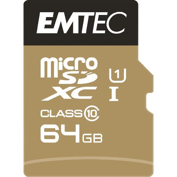 EMTEC ECMSDM64GXC10GP Class 10 64GB MicroSD Memory Card Gold Plus