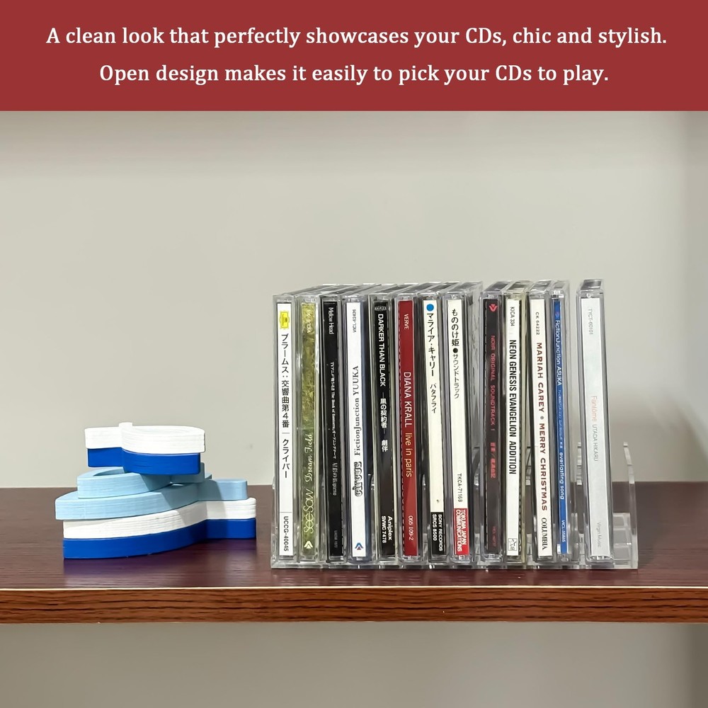 2 Pcs Clear Acrylic CD Holder, DVD/CD Display Rack & CD Storage Box & Vinyl...