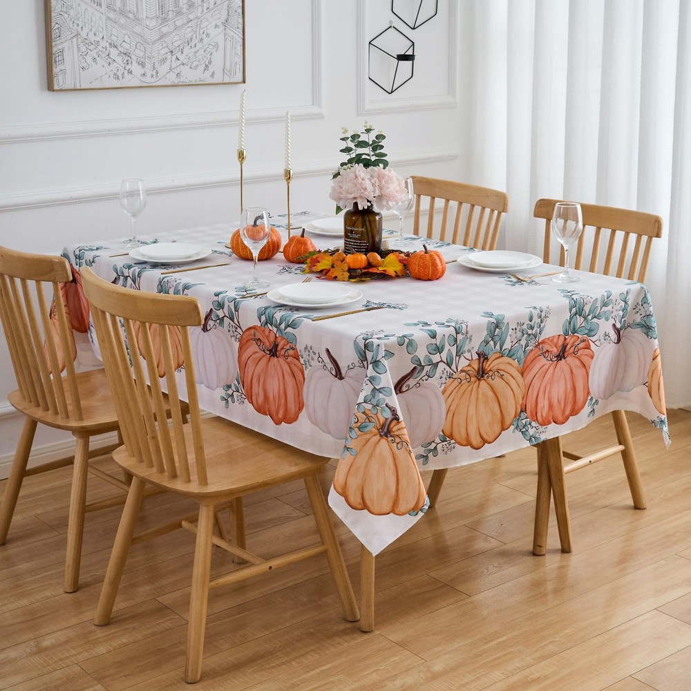 VEDACHIC Fall Tablecloth 84" x 60" (Rectangular), V41-orange Pumpkin