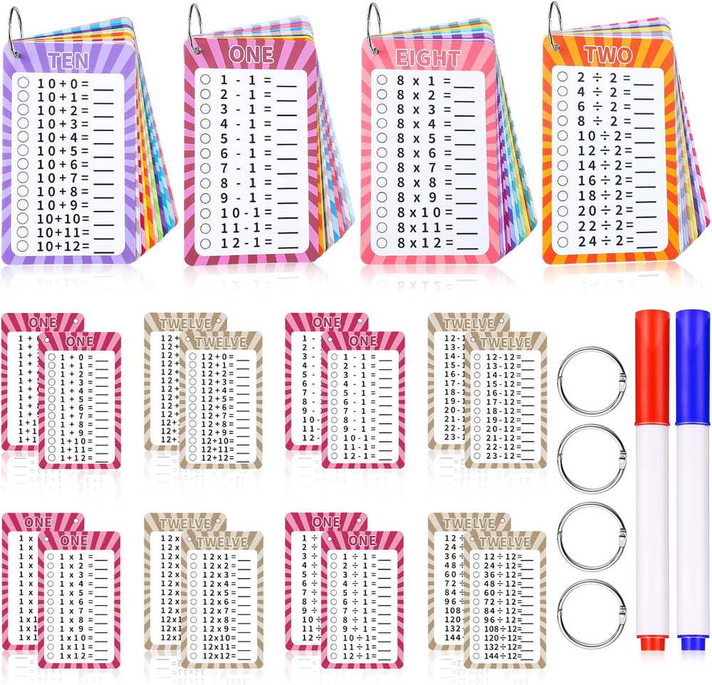 13pc Multiplication Flashcards 0-12,Times Table Flash Cards Multiplication Chart