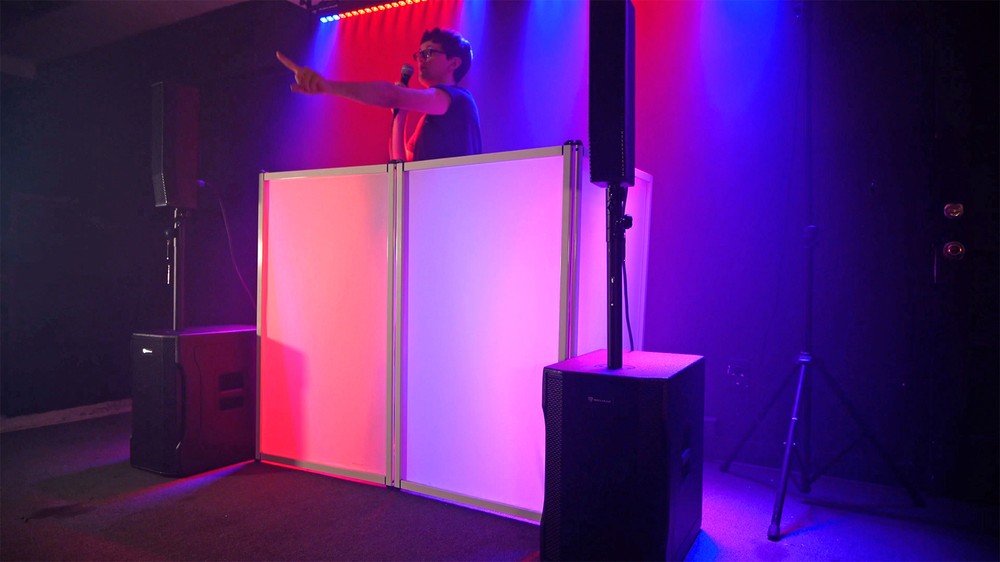 DJ Package w/(2) TITAN COLUMN 12 Powered Array Column Speakers+Subwoofer+Facade