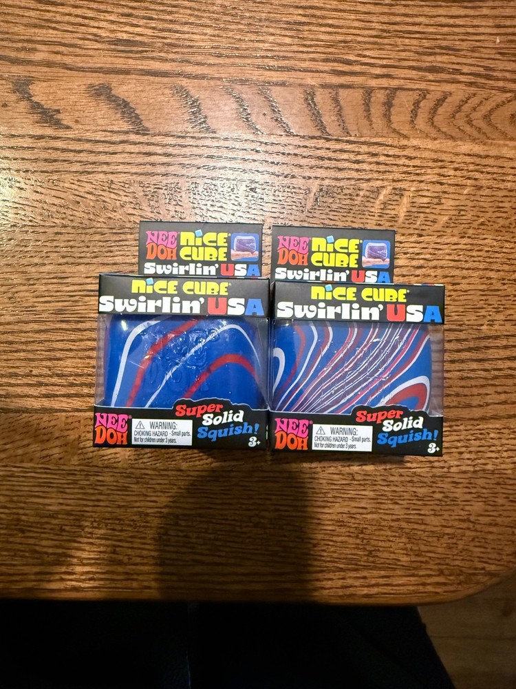 24 count Nee Doh Nice Cube Swirlin' USA Super Solid Squish Toy