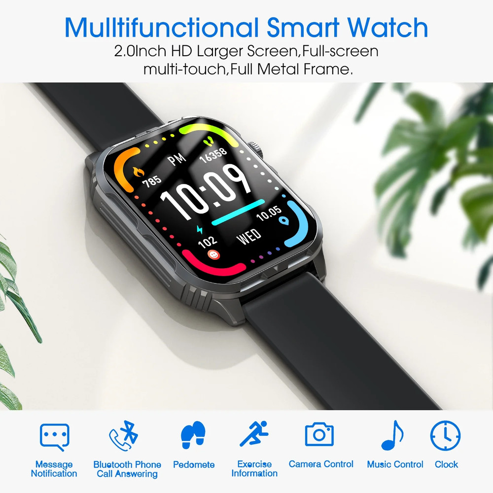 2024 Waterproof Smart Watch for Android/iOS with Bluetooth Call - Black