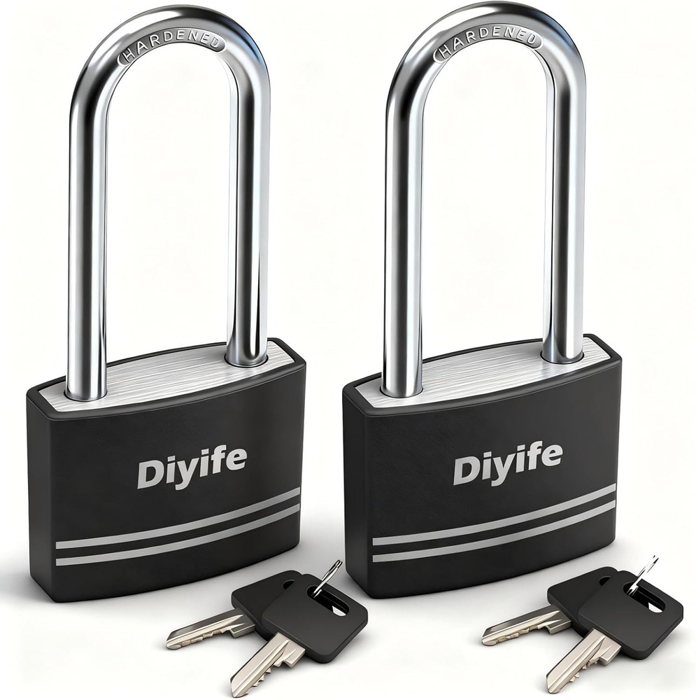 Durable Anti-Rust Padlocks - 2 Pack with 4 Alike Keys for Total Convenience