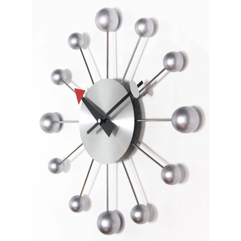15" Orb Spoke Retro Wall Clock Silver - Infinity Instruments: Modern Design,
