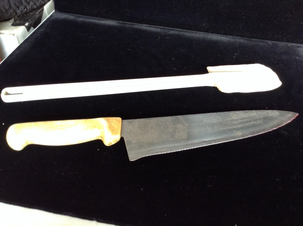 Rubber Spatula and Chefs Knife
