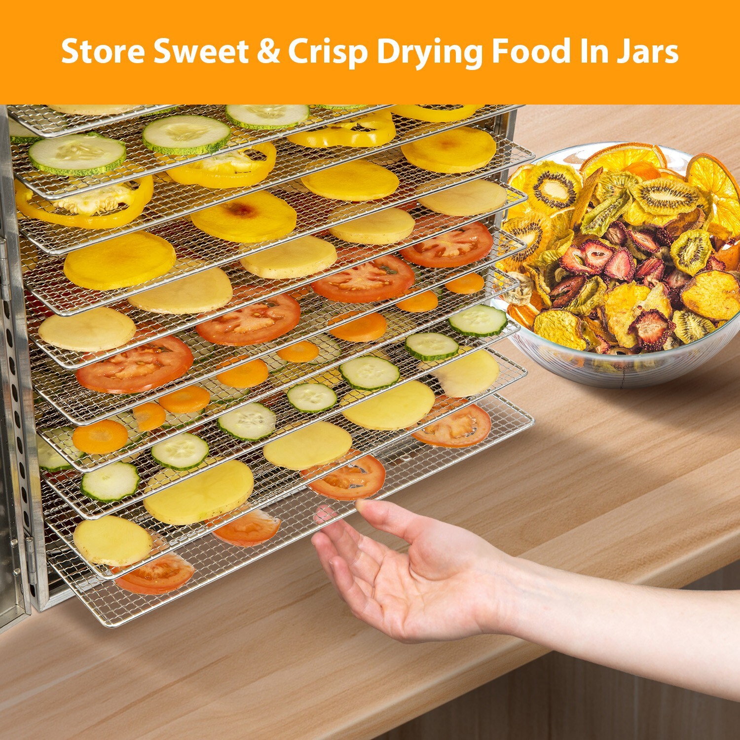 24H Setting 20 Trays Food Dehydrator Machine 304 Stainless Steel Commercial