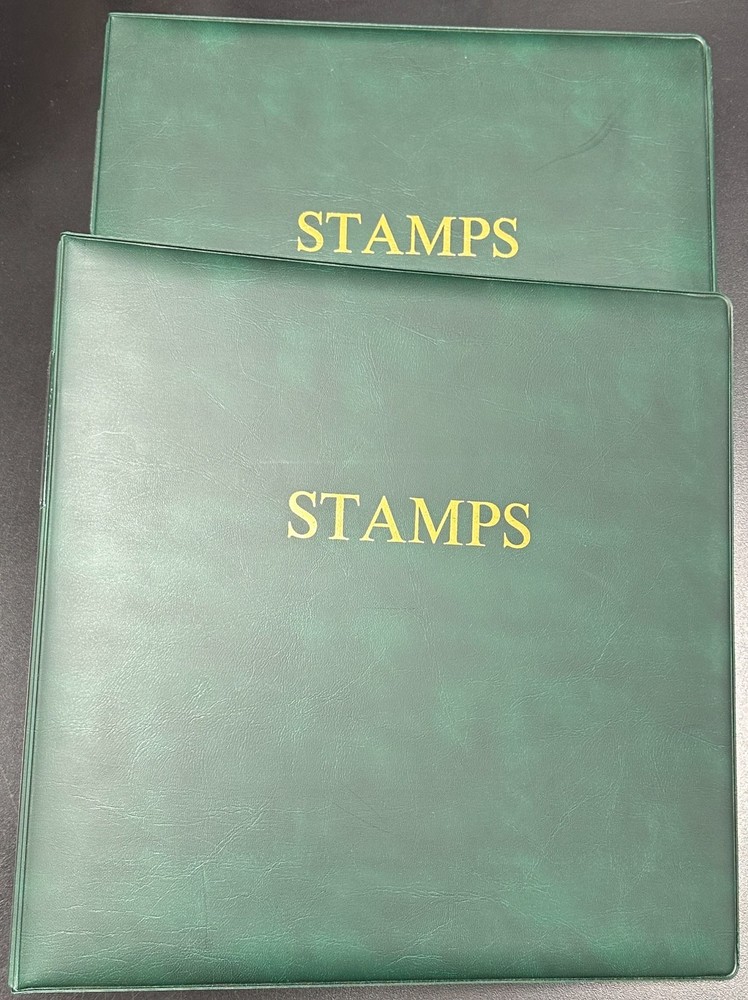 Vintage Green Padded 22 Ring 2" Stamp Binder - Lot of 2, Empty