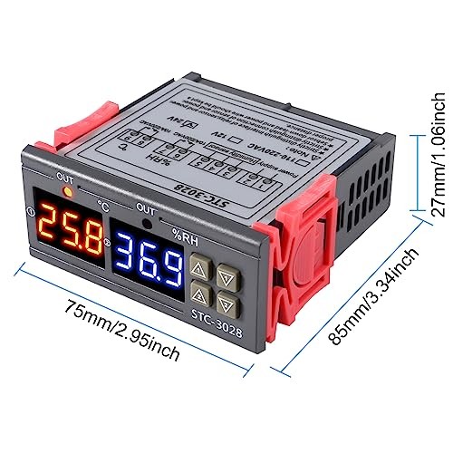 STC-3028 Temperature & Humidity Controller with Integrated Sensor, Dual 24V