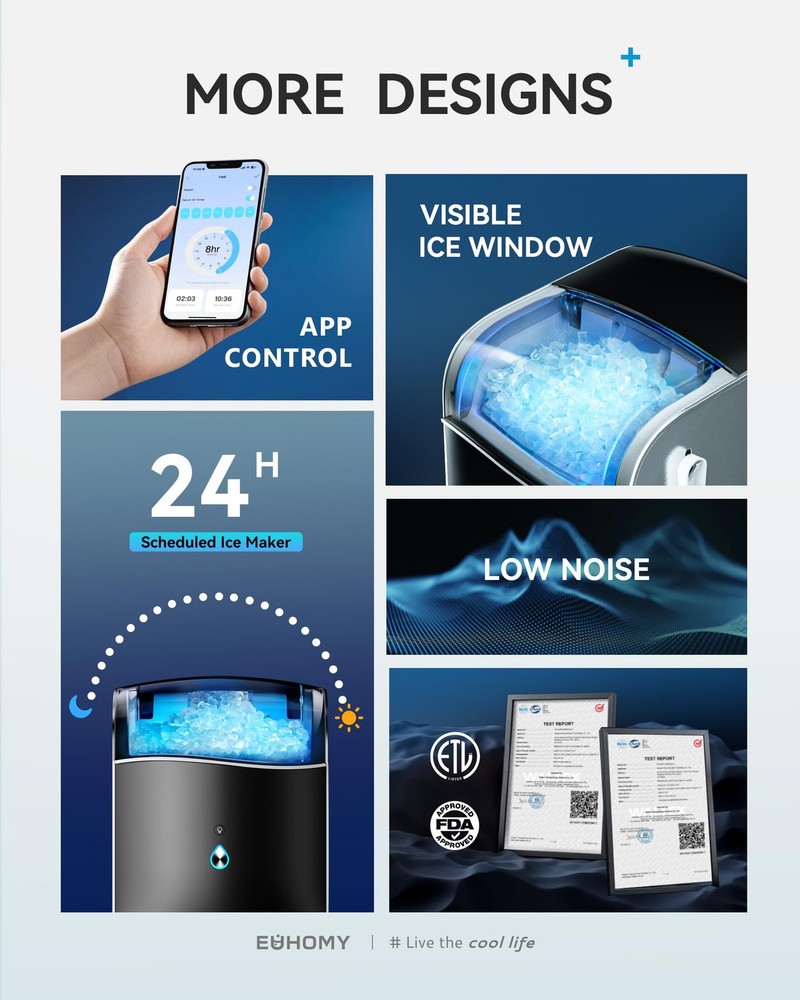 Smart Nugget Ice Maker Countertop, Pebble Ice Maker Machine with APP Control,...