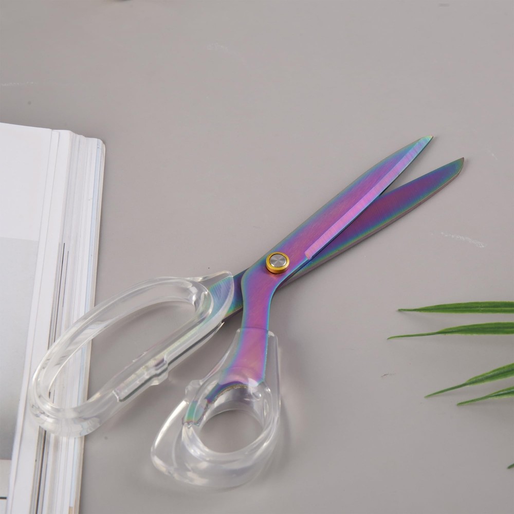 Acrylic Rainbow Scissors, 9” Ultra-Sharp Titanium Coated Blades and Sharp