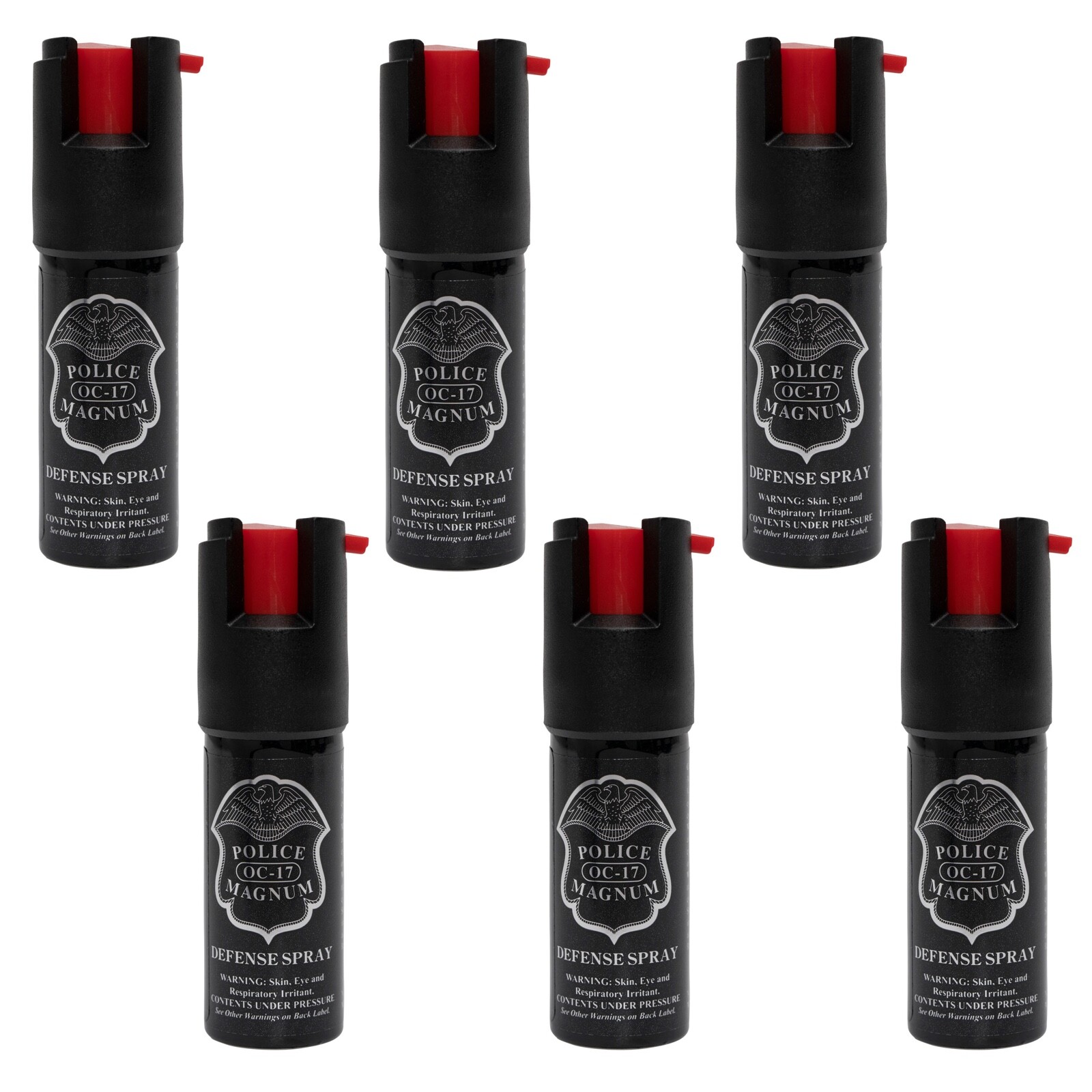 Lot of 6 Police Magnum pepper spray 1/2oz unit safety lock self defense security