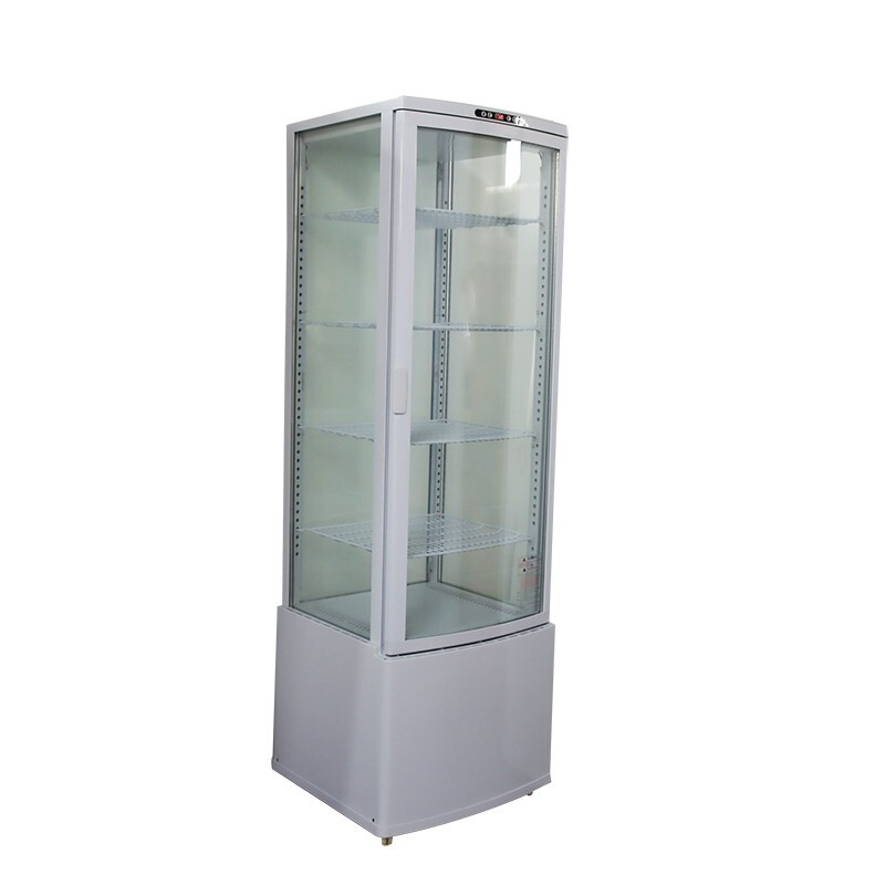 110V 5 Layers Refrigerated Cake Display Vertical LED Lighting Lockable Wheels