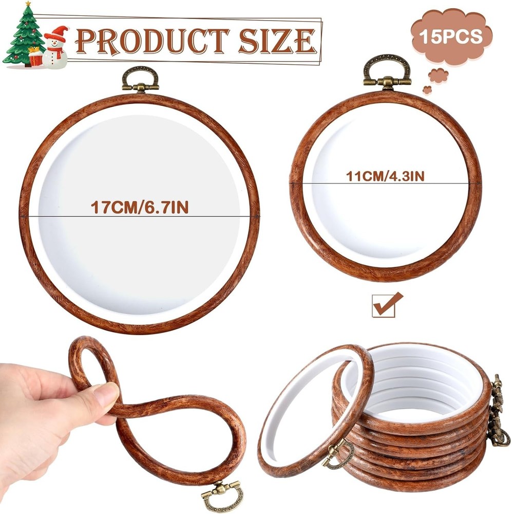 Cross Stitch Hoops Set - Circle Frame Kit for Crafts