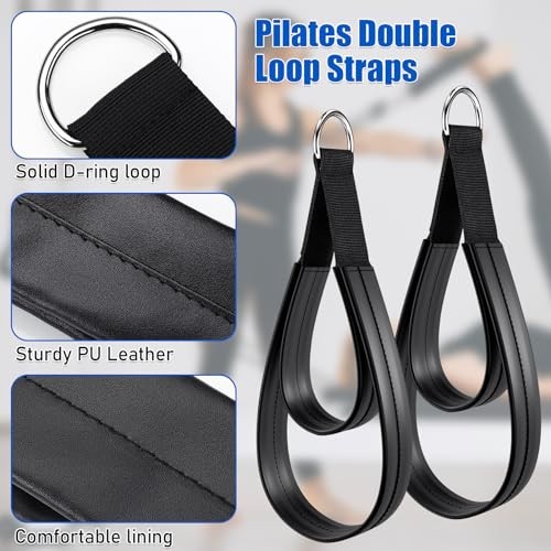 Pilates Straps - Double Loop D-Ring Black (Upgraded Material PU Leather)