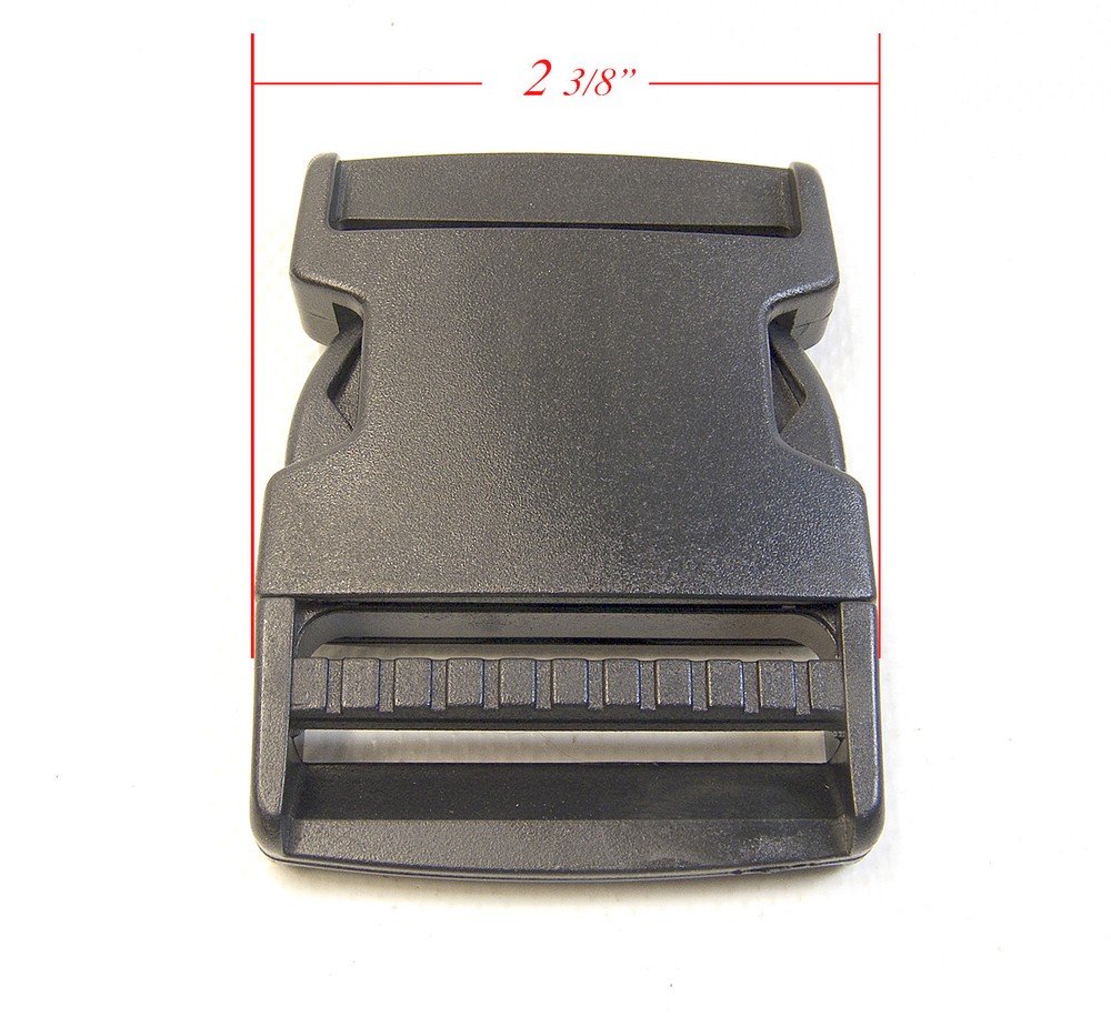 Quick Release Buckle, 2" Inch, w/ Webbing Slide, Acetal Plastic 2 Pc. Set