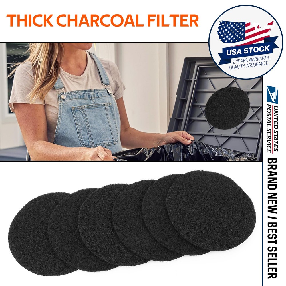 Round 6.7" Kitchen Compost Bin Charcoal Filter Replacement Pail Carbon Filter 6X