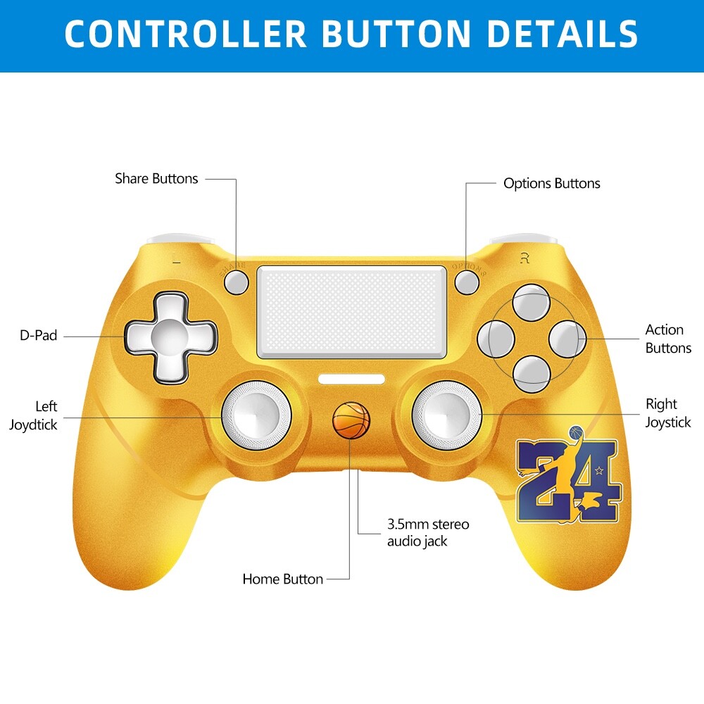 Wireless Controller compatible with P-4, with Cable, Touchpad, Vibration