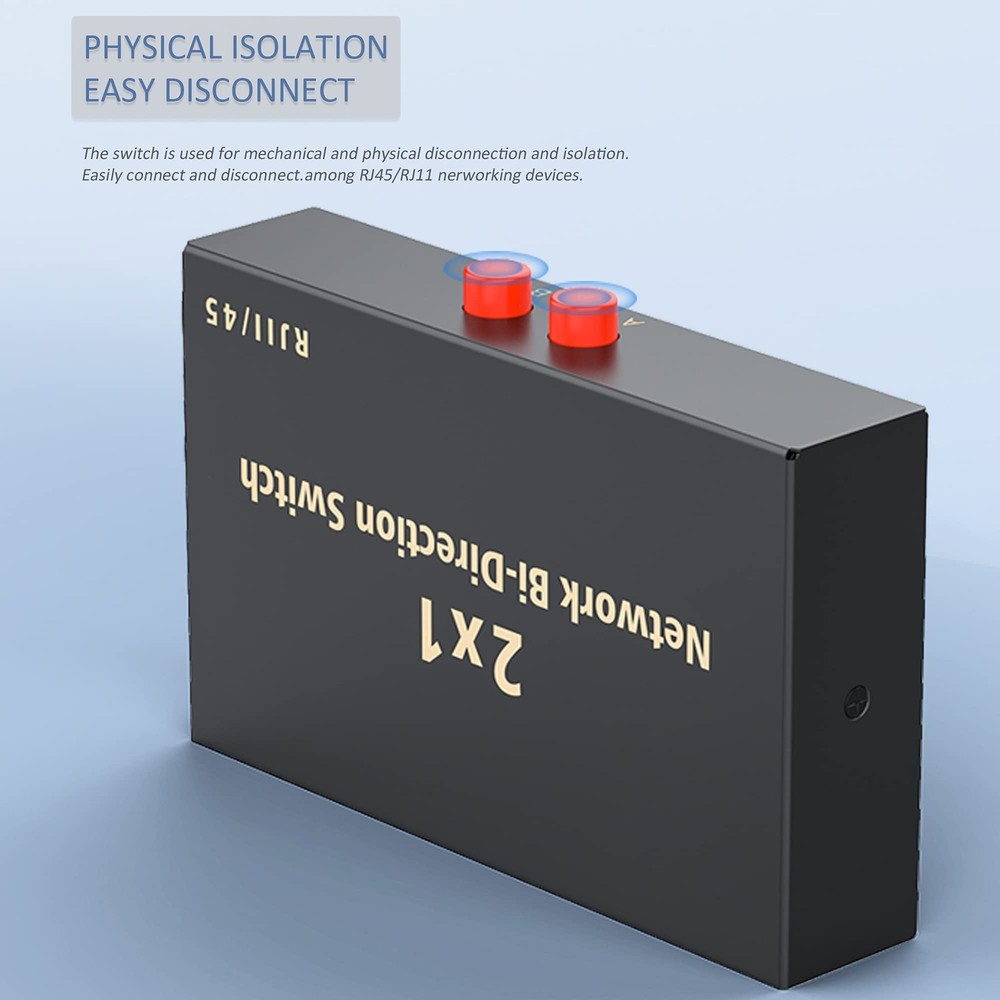 RJ45 Network Switch Selector 2x1 Ethernet Splitter Black