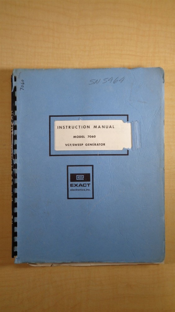 EXACT Model 7060 VCF/Sweep Generator Instruction Manual 4E B1