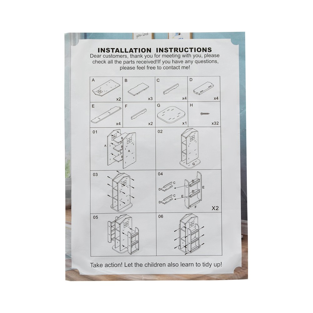 4-Tier Rotating Bookshelf with 360° Access - Sturdy Storage Solution