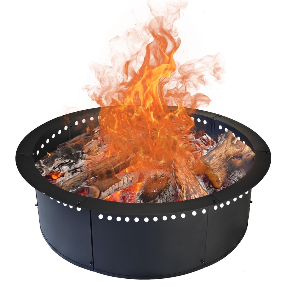 Outdoor 45-Inch Outer/39-Inch Inner Fire Pit Ring Smokeless,Duty Solid Metal ...