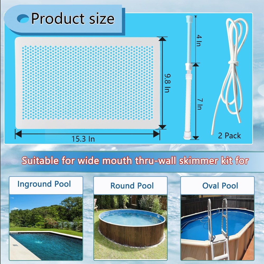 Pool Skimmer Leaf Guards For Inground Pools, Rust-Proof Above Ground Pool Ski...