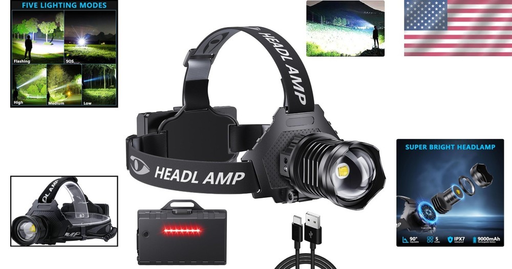 Durable Outdoor Headlamp, 5 Light Modes