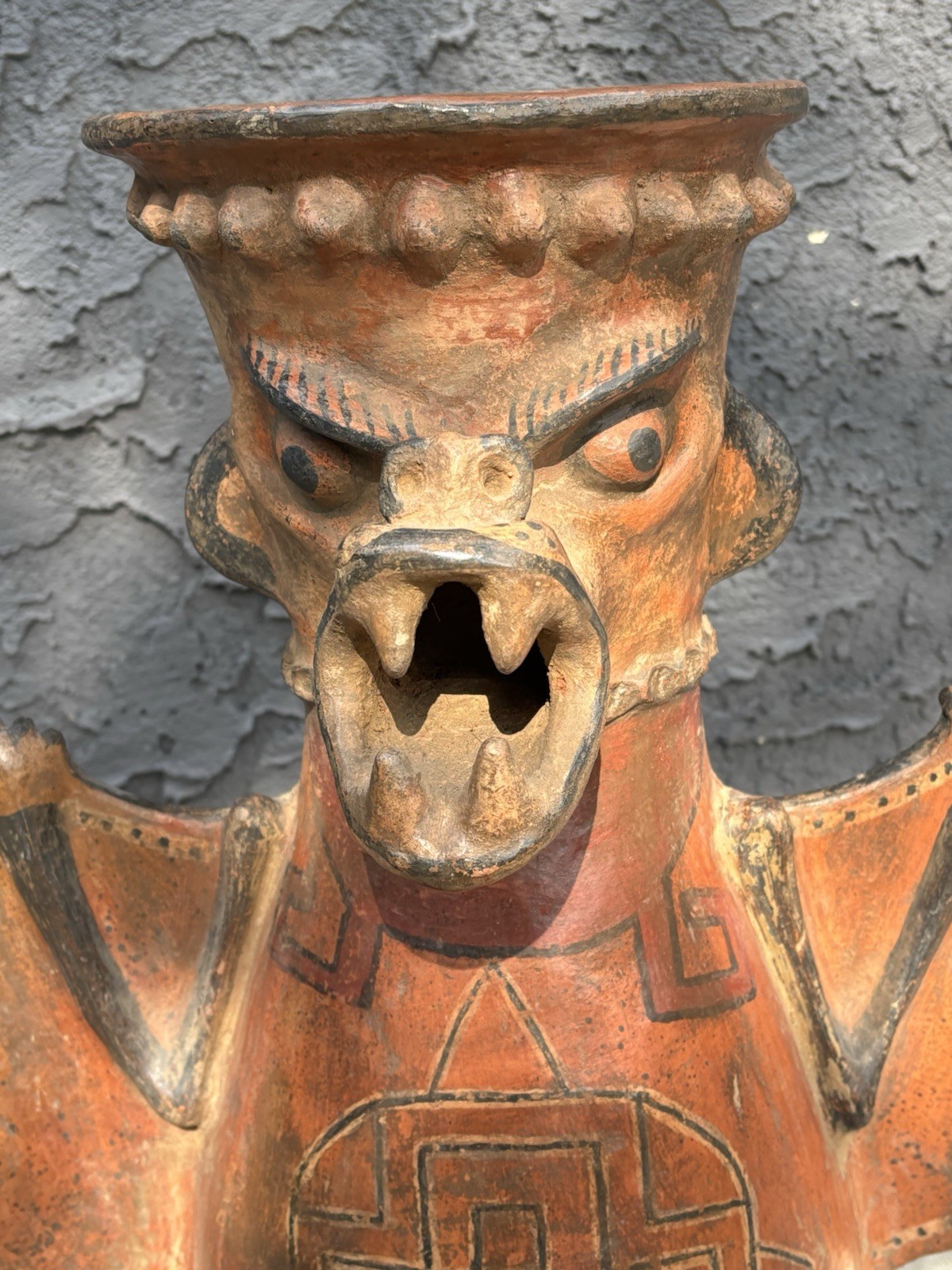 Pre Colombian Style Costa Rican Bat Effigy Jar - Huge. Rare.