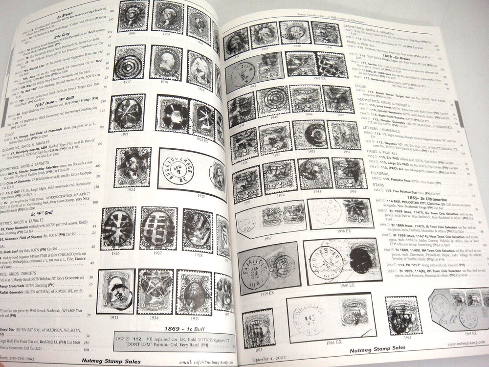 Nutmeg Stamp Auction Catalog 2003 Joyce RR Corner Cards Cut Squares Covers