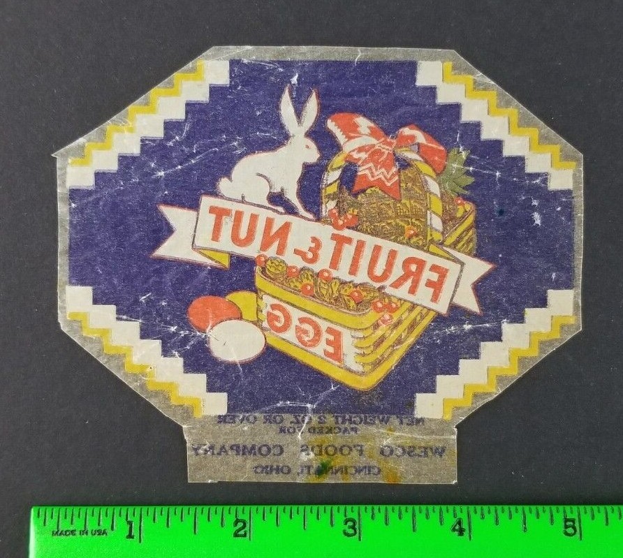 Vintage 1930's Chocolate Fruit & Nut Egg EMPTY Trimmed Candy Wrapper
