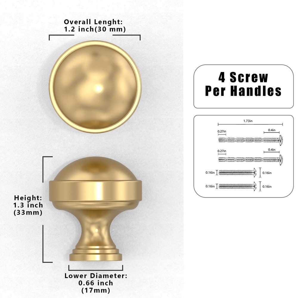 10 Pack Champagne Bronze Kitchen Cabinet Knobs 1-1/5 Inch(30mm) Cabinet Pulls...