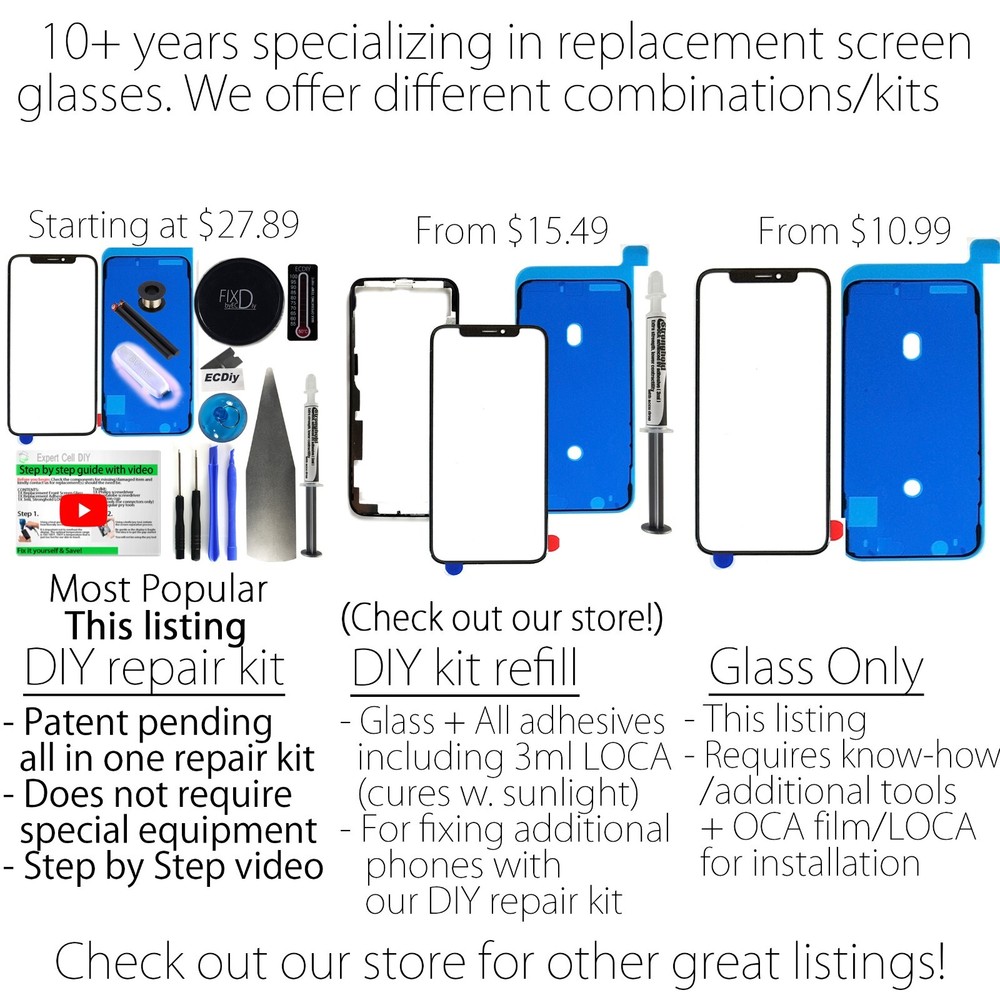 For Apple iPhone 15 Pro Max Screen Front Glass Only Replacement Kit Guide Tool