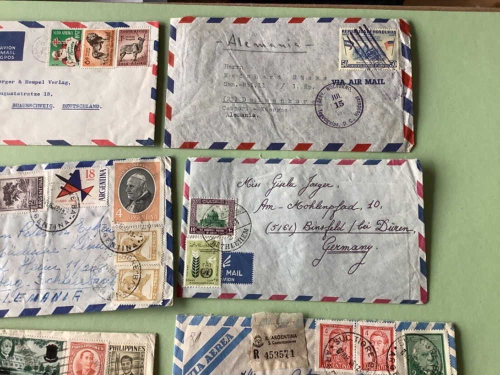 Airmail flight cover mixed world 9 items Ref A1458